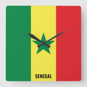 Senegal Flag Dazzling Patriotic Square Wall Clock