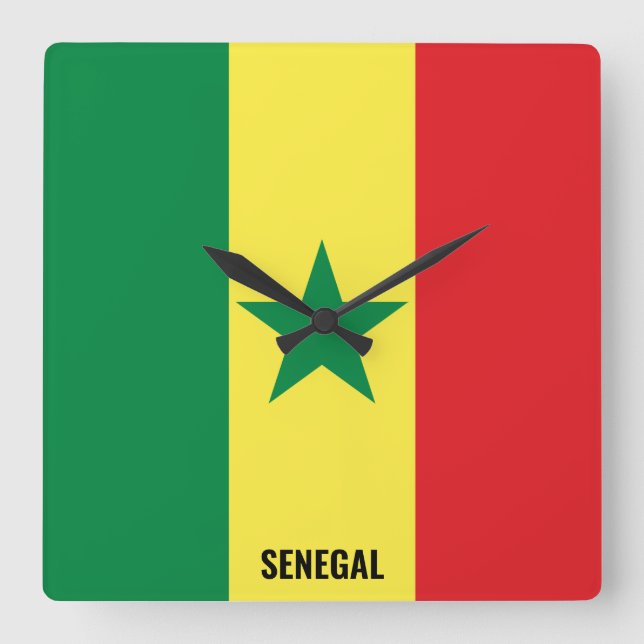 Senegal Flag Dazzling Patriotic Square Wall Clock (Front)