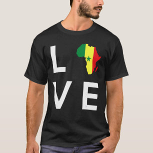 Senegal Flag Love Africa Continent Silhouette for  T-Shirt