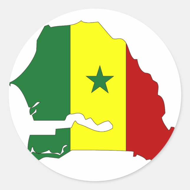 Senegal flag map classic round sticker (Front)