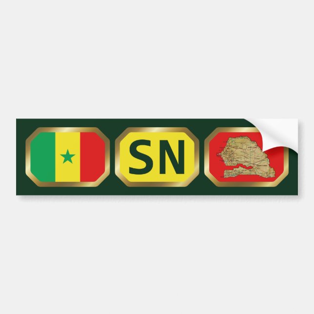 Senegal Flag Map Code Bumper Sticker (Front)