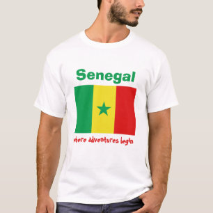 Senegal Flag + Map + Text T-Shirt
