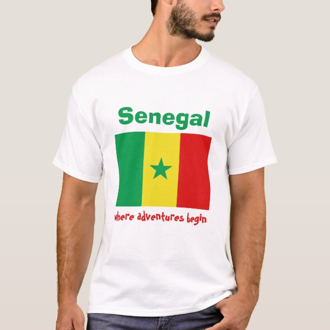 Senegal Flag + Map + Text T-Shirt (Front)