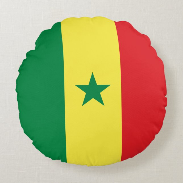Senegal Flag Round Cushion (Front)