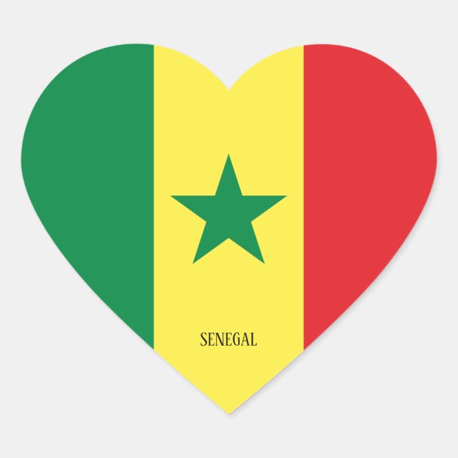 Senegal Flag Splendid Patriotic Heart Sticker (Front)