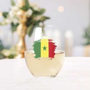 Senegal flag stemless wine glass