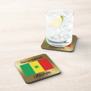 Senegal Flag+Text Coaster
