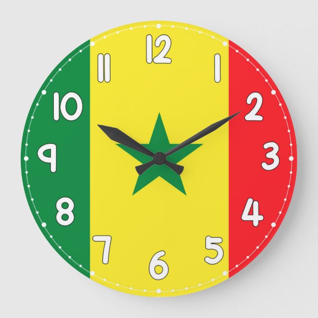 Senegal Flag Wall Clock – Stylish Patriotic Decor  (Front)
