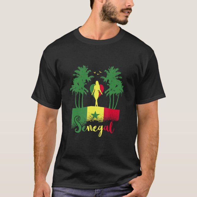 Senegal Flag Woman Senegalese Roots Pride Girl Her T-Shirt (Front)