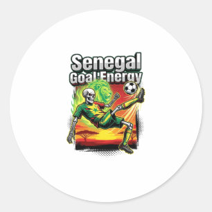 Senegal Goal Energy Skeleton Striker Nations Creat Classic Round Sticker