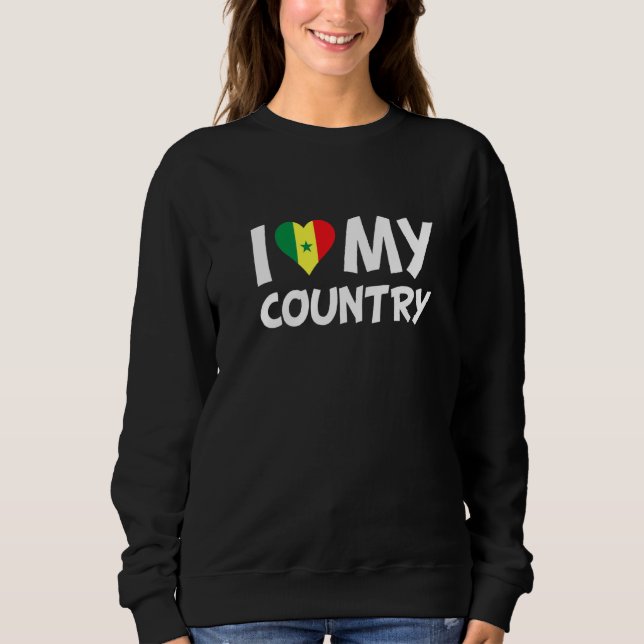 Senegal Heart Flag I Love My Country Africa Sweatshirt (Front)