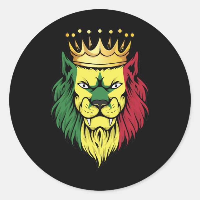 Senegal  Lion King Flag Classic Round Sticker (Front)