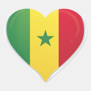 Senegal love flag pride heart sticker