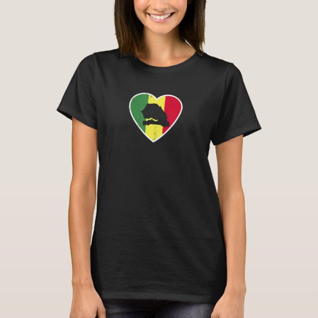 Senegal Map Proud Senegalese Flag T-Shirt (Front)
