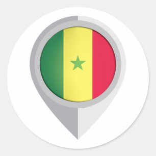 Senegal Pin Location Flag for Your family who o Classic Round Sticker