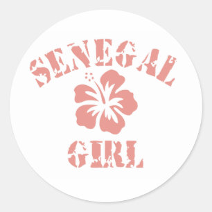 Senegal Pink Girl Classic Round Sticker
