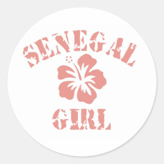Senegal Pink Girl Classic Round Sticker
