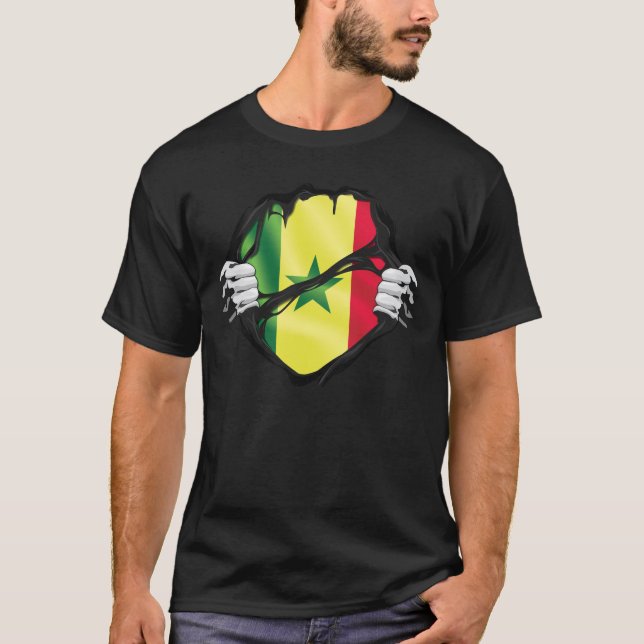 Senegal Pure Roots Flag Black  T-Shirt (Front)