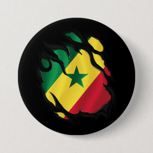 Senegal Ripped Flag 7.5 Cm Round Badge