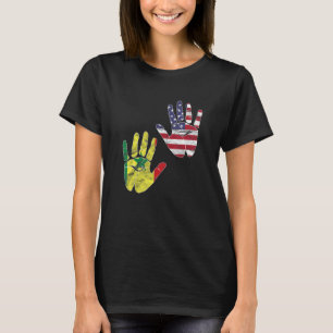 Senegal Senegalese America American Flag Hand Mixe T-Shirt