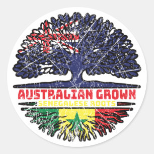 Senegal Senegalese Australian Australia Tree Roots Classic Round Sticker