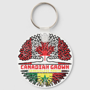 Senegal Senegalese Canadian Canada Tree Roots Flag Key Ring