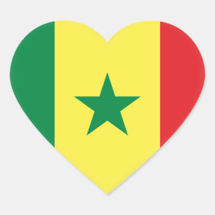 Senegal (Senegalese) Flag Heart Sticker