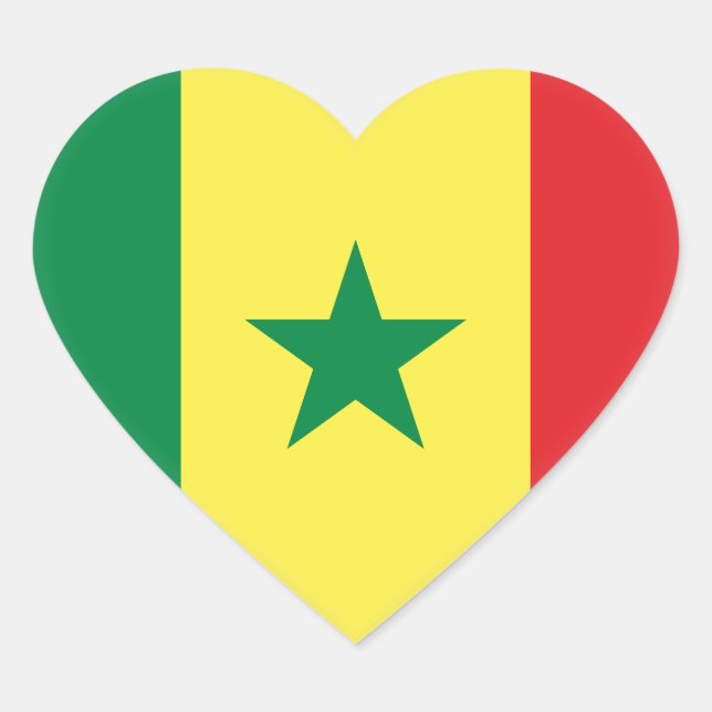 Senegal (Senegalese) Flag Heart Sticker (Front)