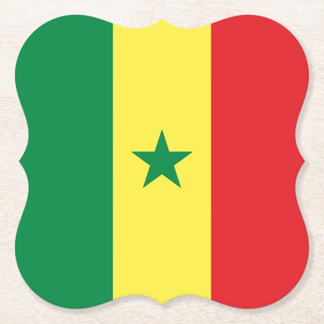 Senegal (Senegalese) Flag Paper Coaster (Front)