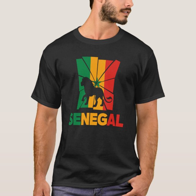 Senegal Senegalese Senegal Flag Lion Animal Silhou T-Shirt (Front)