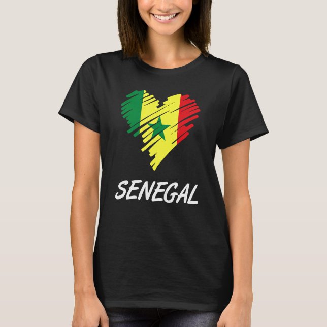 Senegal Senegalese West Africa Proud Heart Love Fl T-Shirt (Front)