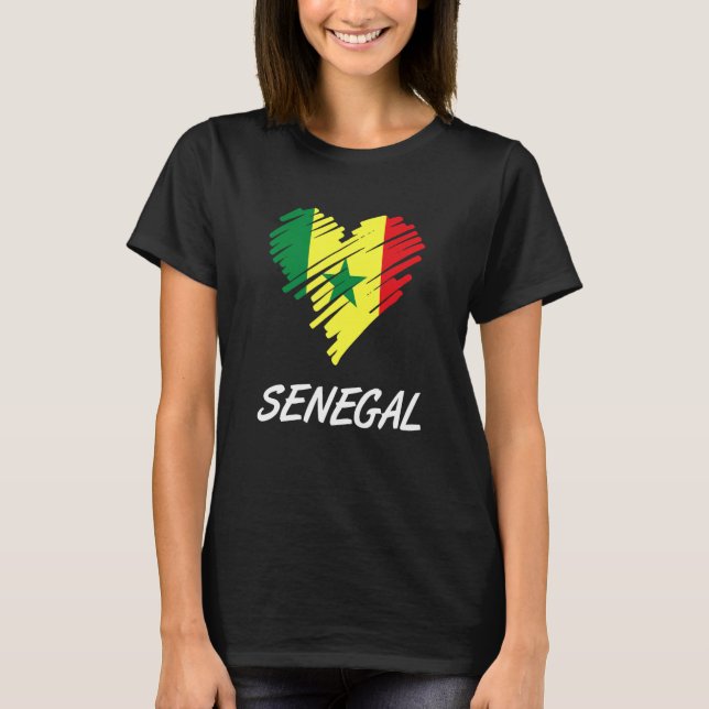 Senegal Senegalese West Africa Proud Heart Love Fl T-Shirt (Front)