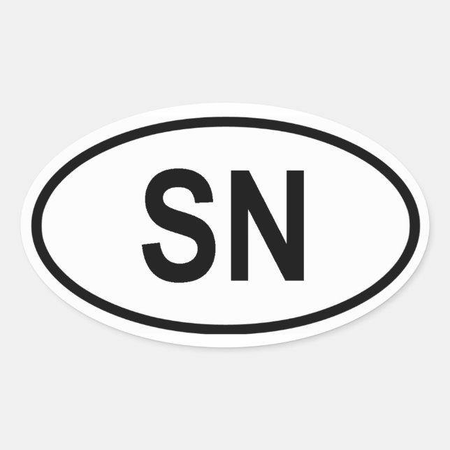 Senegal "SN" Oval Sticker (Front)