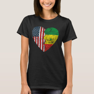 Senegalese American Flag Heart United States Seneg T-Shirt