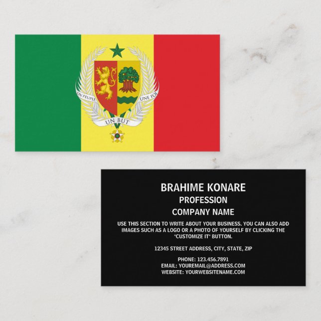 Senegalese Flag & Coat of Arms, Flag of Senegal Business Card (Front/Back)