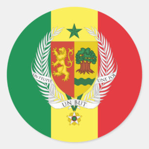 Senegalese Flag & Coat of Arms, Flag of Senegal Classic Round Sticker