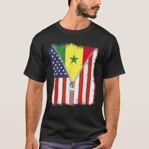Senegalese Senegal American flag zip T-Shirt