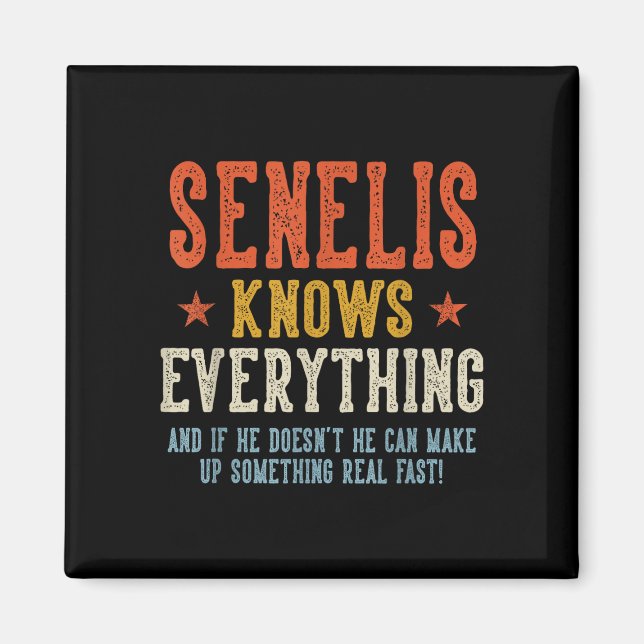 Senelis knows everything father's day retro magnet (Front)