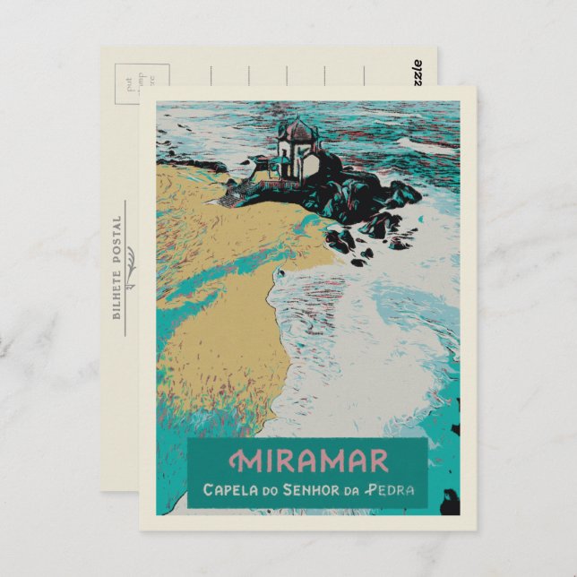 Senhor da Pedra Chapel, Miramar Beach, Portugal Postcard (Front/Back)