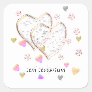 seni seviyorum ,personalised square sticker