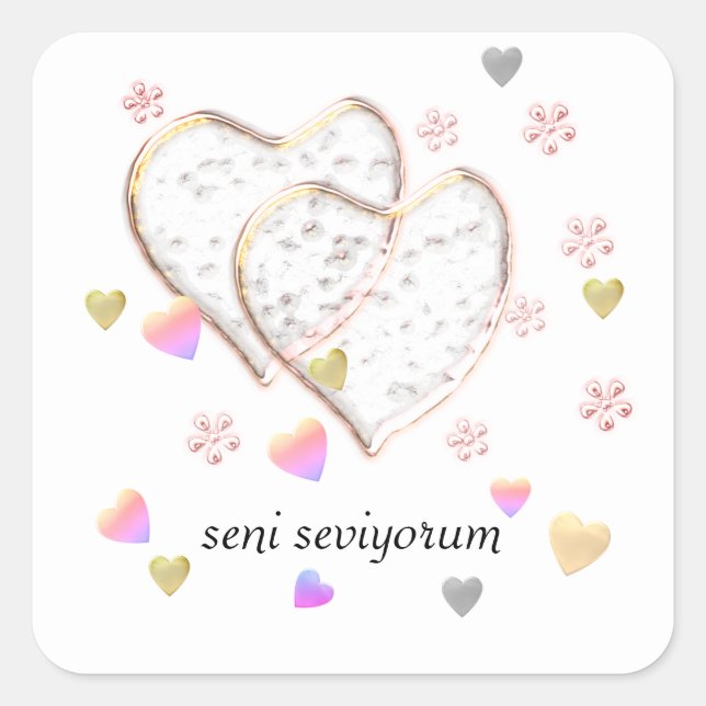 seni seviyorum  ,personalised square sticker (Front)