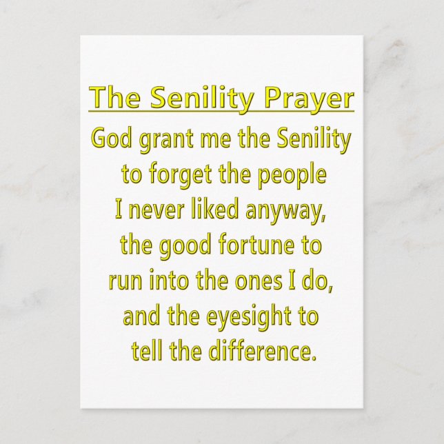 Senility Prayer Postcard (Front)