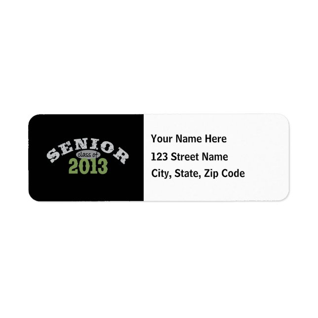 Senior 2013 Green Return Address Label (Front)