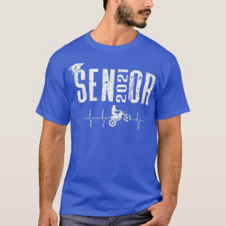 Senior 2021 Motocross Heartbeat Dirt Bike Retro T-Shirt