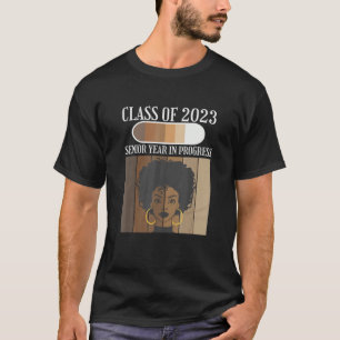 Senior 2023 Class Black Afro Melanin African Ameri T-Shirt