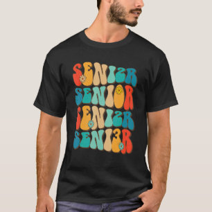 Senior 2023 My Last First Day Groovy Retro Vintage T-Shirt