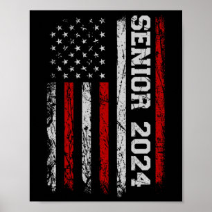 Senior 2024 American Flag Usa Graduation Class Of Poster