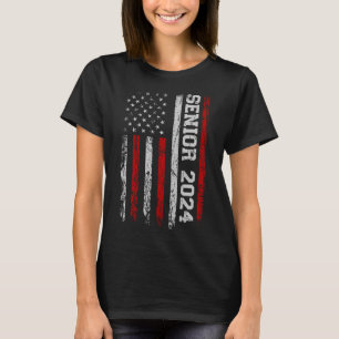 Senior 2024 American Flag Usa Graduation Class Of T-Shirt