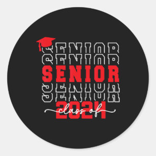 Senior 2024 Class Of 2024 Back To School Graduatio Classic Round Sticker