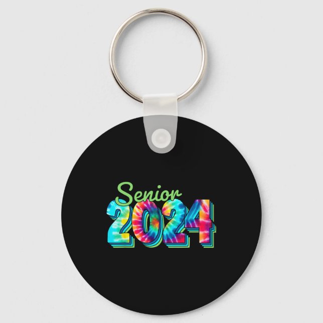 Senior 2024 Class Of 2024 Back To School Tie Dye G Key Ring (Front)